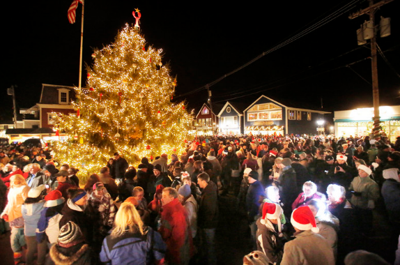 Thousands gather into Dock Square to watch the tree light up.